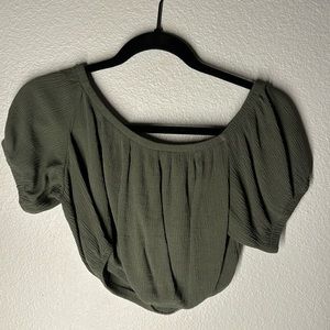 Off-Shoulder Olive Green Blouse